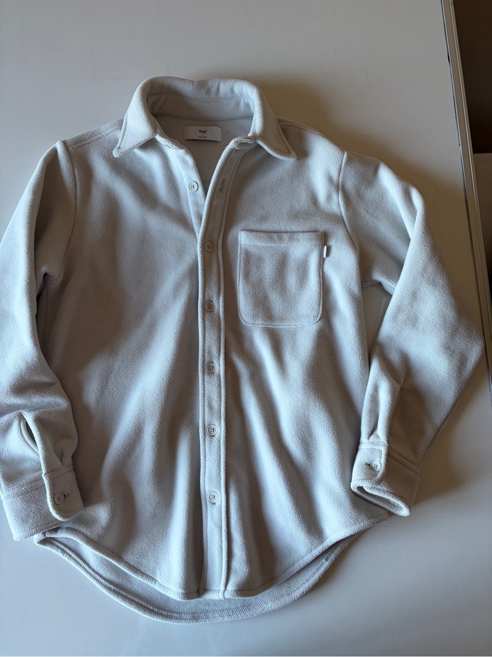 Tna white fleece shacket long sleeve shirt jacket women’s size 1/Small button up